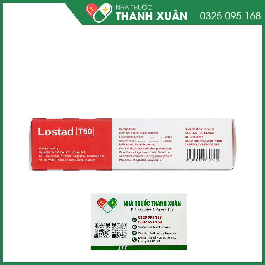 Lostad T50 điều trị tăng huyết áp, suy tim, nhồi máu cơ tim